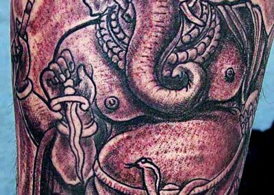 Fine line tattoo work by Scott Hankins
