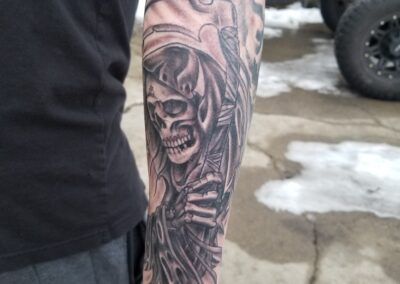 Finished tattoo work displaying fine line detail